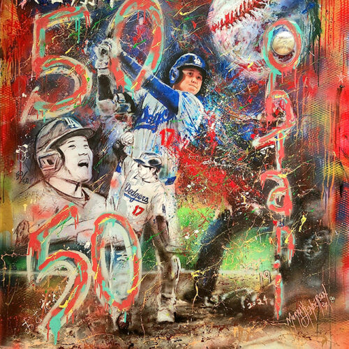 Ohtani Shohei Ohtani w/Game Used and Signed Baseball from 50/50 Season