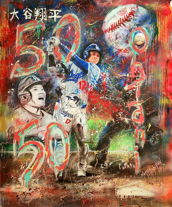 Ohtani Shohei Ohtani w/Game Used and Signed Baseball from 50/50 Season