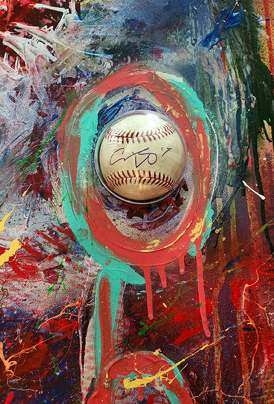 Ohtani2 Shohei Ohtani w/Game Used and Signed Baseball from 50/50 Season